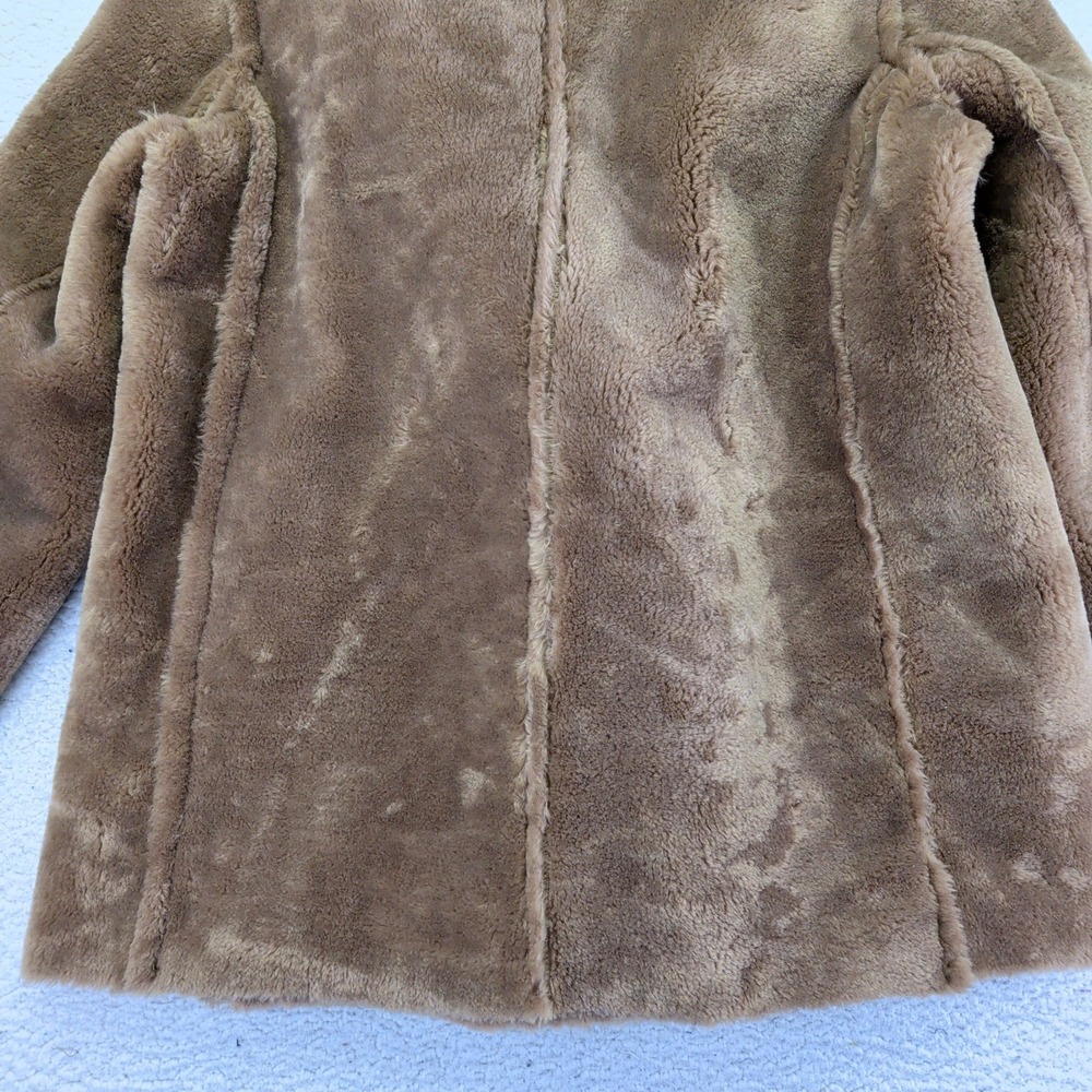 J Crew Faux Fur Peacoat Teddy‎ Coat Double Breast Warm Winter Jacket Women Large - Picture 10 of 10